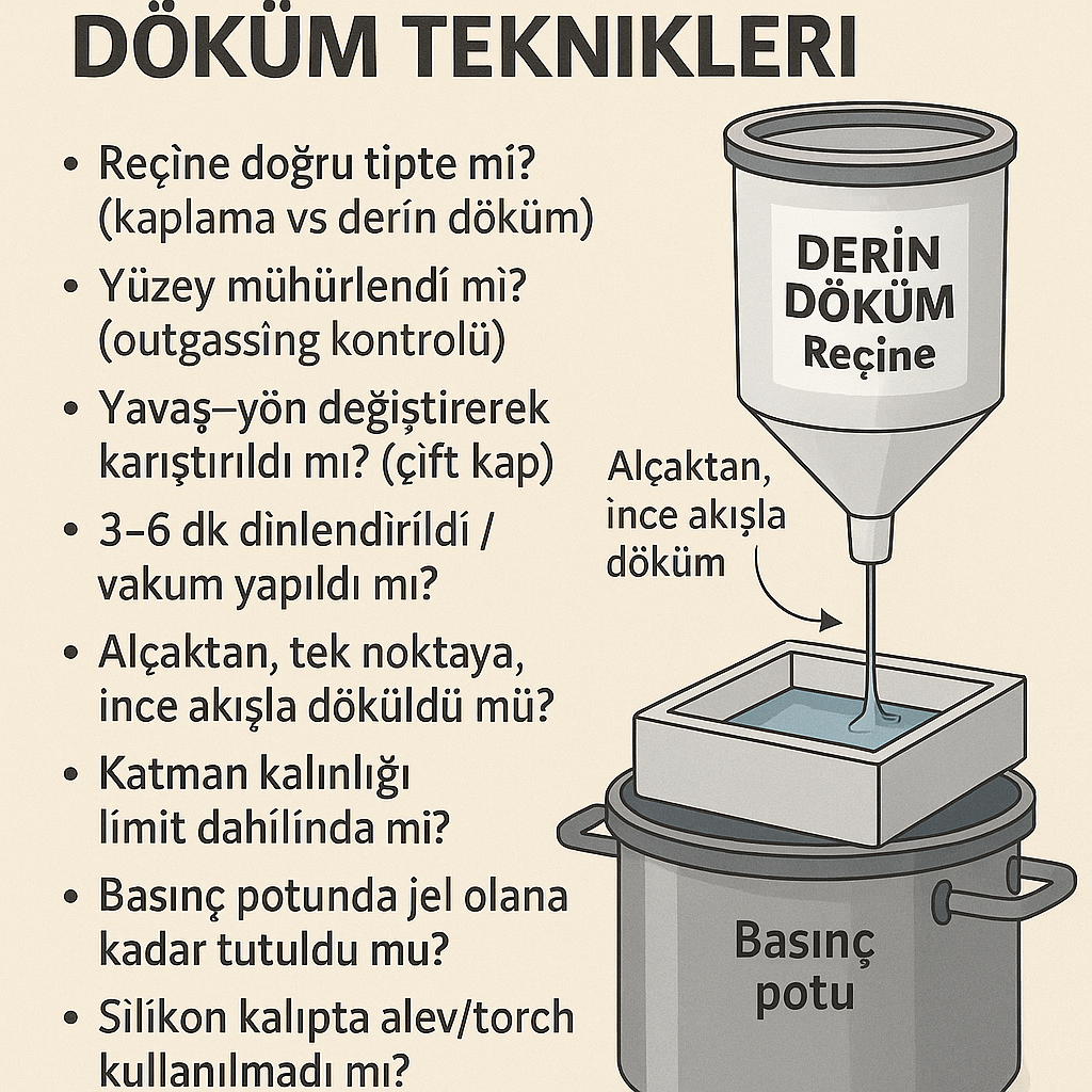 Epoksi Dökümde Baloncuksuz Sonuçlar: Kalıp, Karışım, Dinlendirme ve Döküm Tekniği