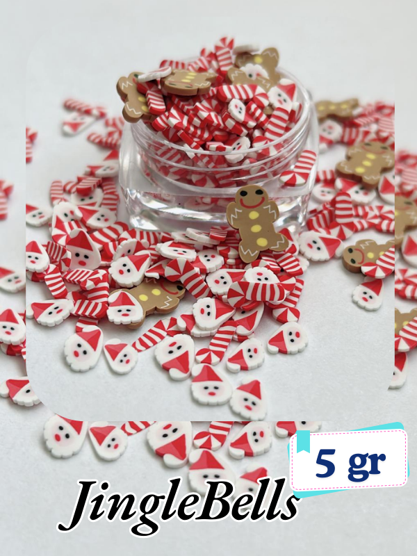 Epoksi Polimer Kil Süslemeler (Fimo Dilimleri) Yılbaşı Jinglebells  4gr