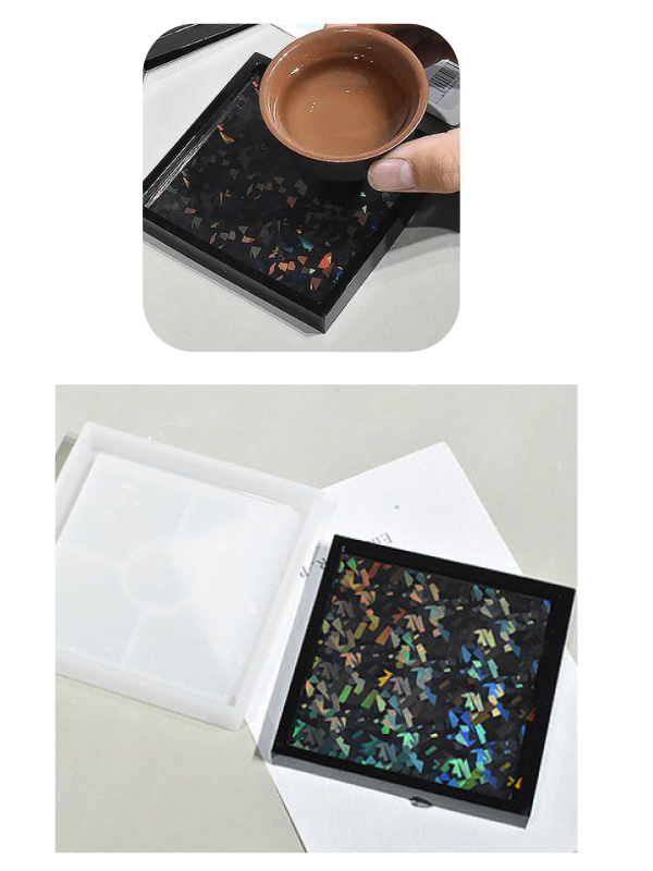 Epoksi 10cm Hologramlı Bardak Altlıgı Kalıbı Kare