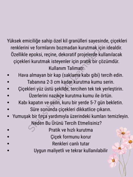 Epoksi Reçine Çiçek Kurutma Kumu 1 kg