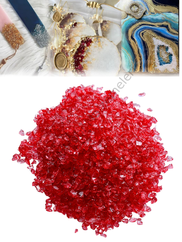 Epoksi Reçine Cam Kırığı Kırmızı Transparan İnce 100 gr