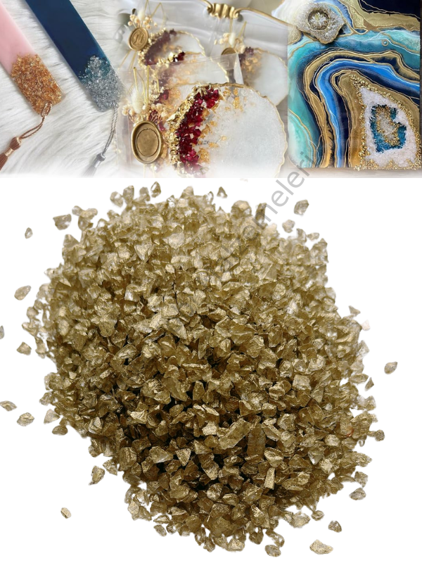 Epoksi Reçine Cam Kırığı Yeşil Altın Sedefli 100 gr