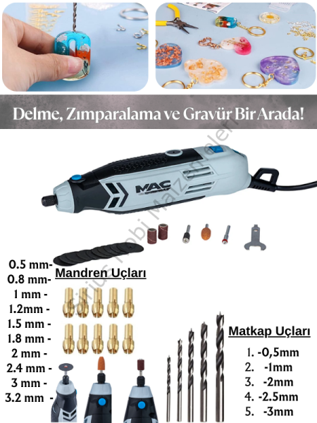 Epoksi Delme Zımparalama Gravür El  Matkabı  130 Watt + 30 Parça Aksesuar Seti
