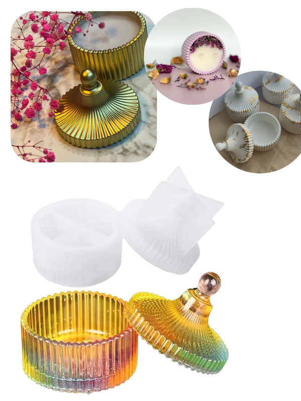 Epoksi Şeker Mumluk Kapaklı Kutu Silikon Kalıbı