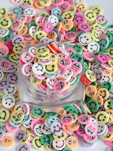 Epoksi Polimer Kil Süslemeler (Fimo Dilimleri) Emoji Gülen Yüz 4gr