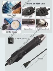 Epoksi Reçine Baloncuk Yok Edici Dalga ve Mum Yapımı için Sıcak Hava Tabancası