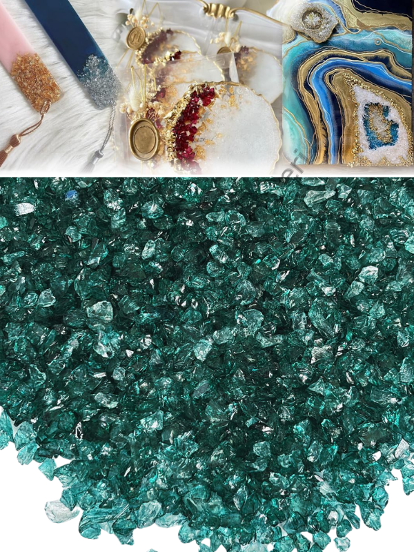 Epoksi Cam Kırıkları Şeffaf Zümrüt İnce100 gr