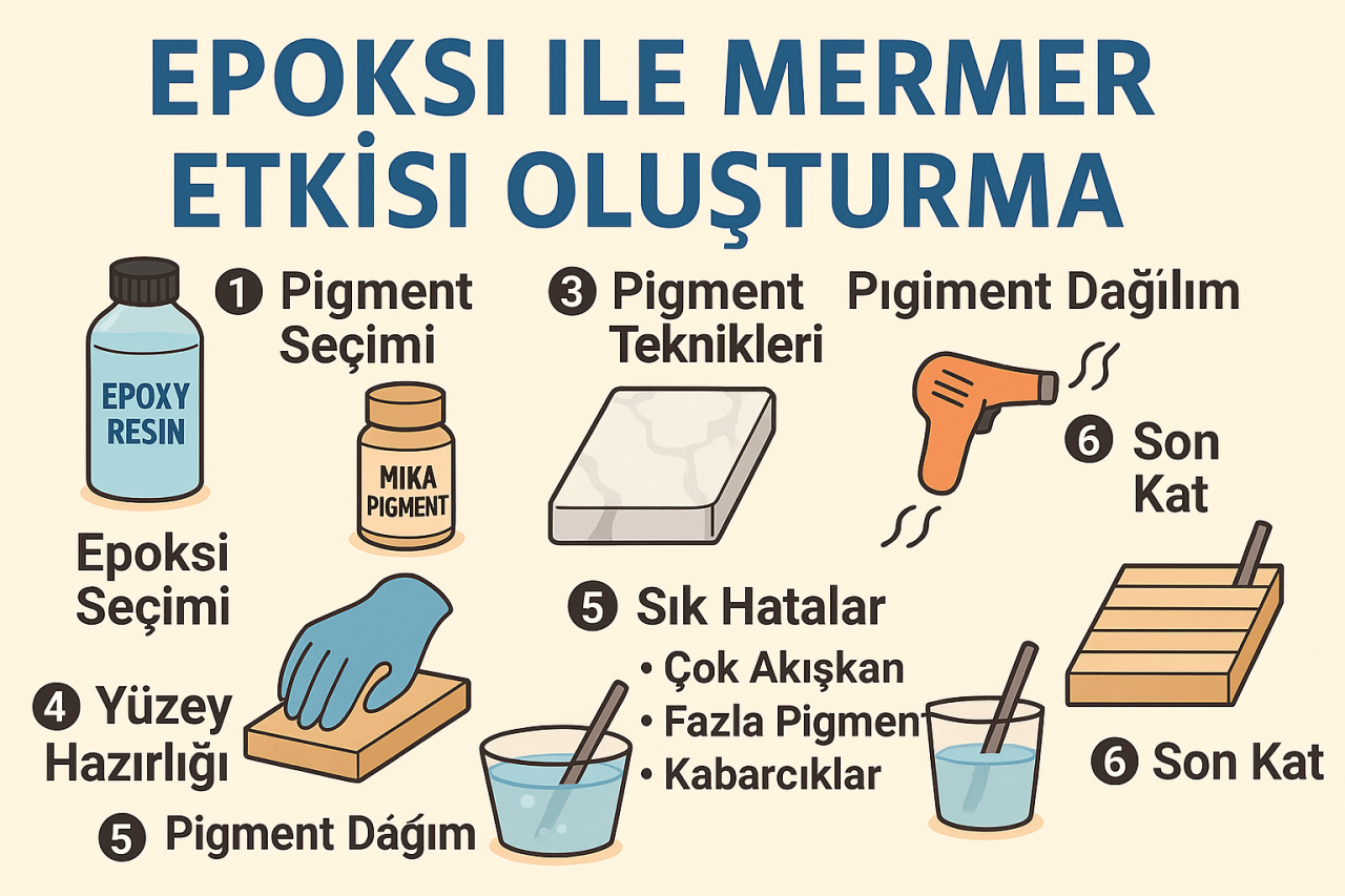 Epoksi ile Mermer Etkisi Oluşturma: Pigment Dağılımı, Damar Efektleri ve Profesyonel Teknikler