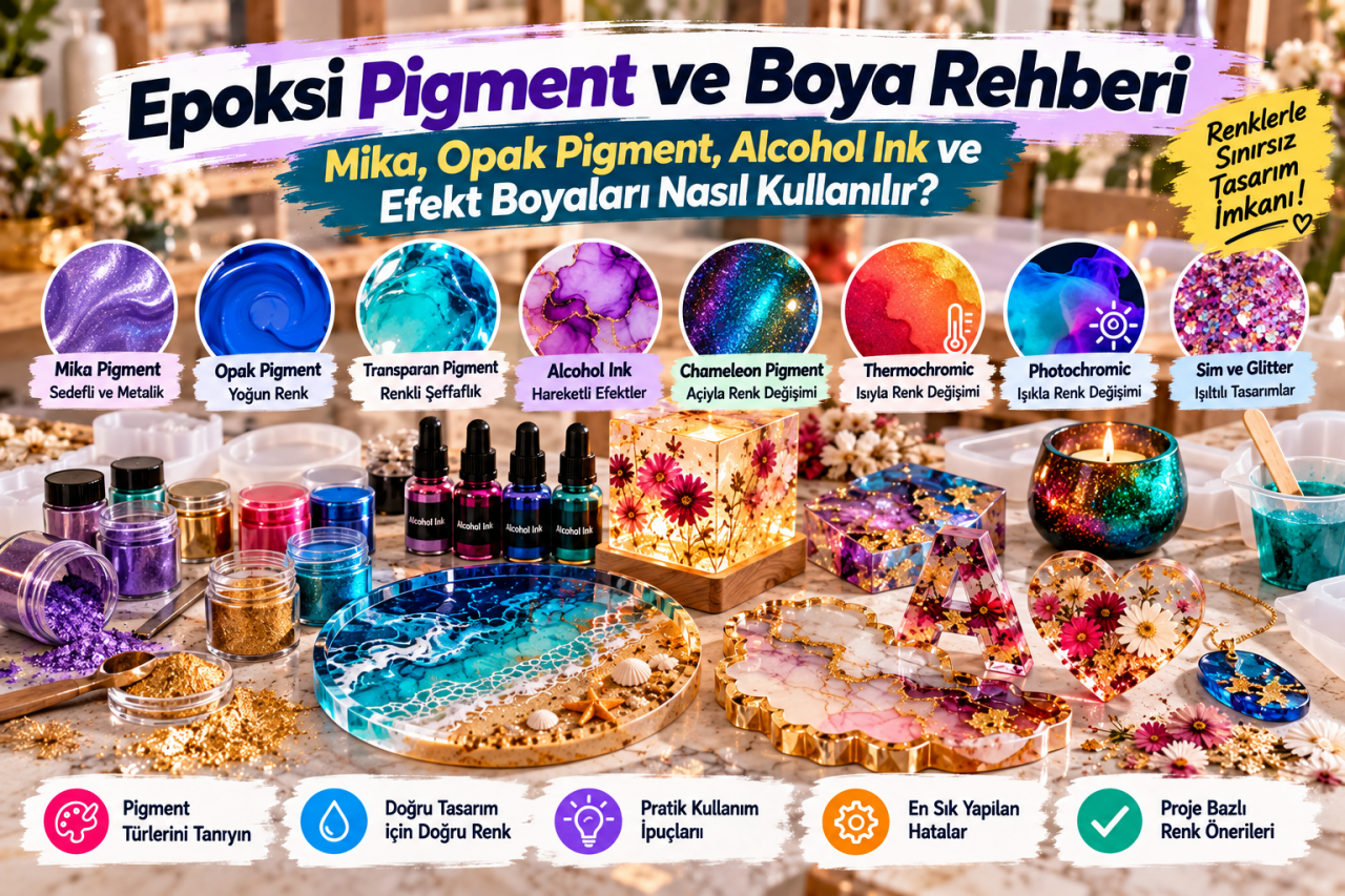 Epoksi Pigment ve Boya Rehberi: Mika, Opak Pigment, Alcohol Ink ve Efekt Boyaları Nasıl Kullanılır?