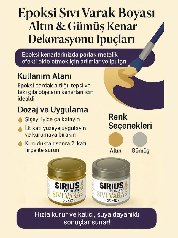 Epoksi’de Sıvı Varak Kullanımı | Altın & Gümüş Kenar Boyası Rehberi