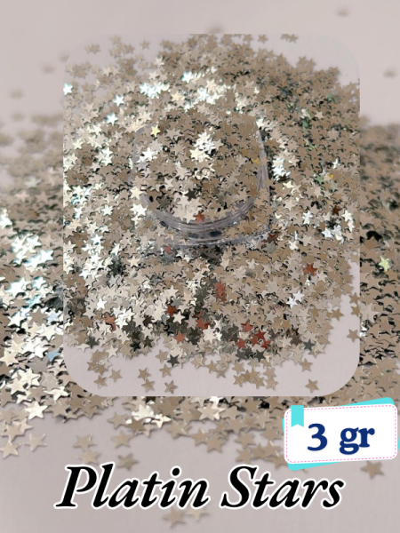 Epoksi- Mum-Makyaj-Tırnak-Sabun Simi Pulu Platin Stars 3 gr