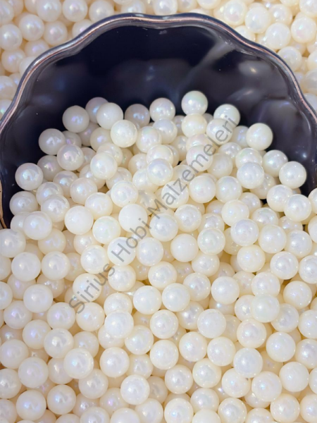 Deliksiz Hologramlı Krem İnci 6mm 50 gr