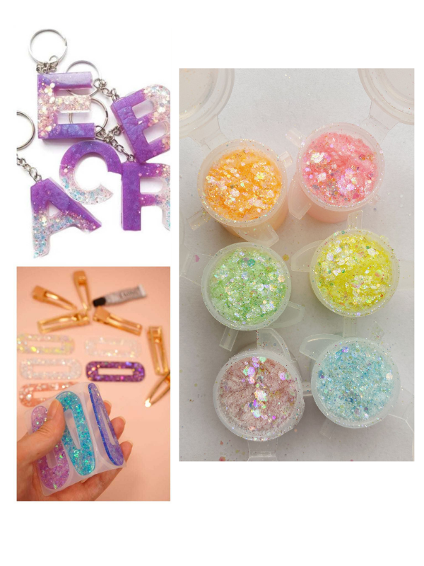 Epoksi Chunky Glitters Pastel Sim Seti 6 adet 25-30 gr