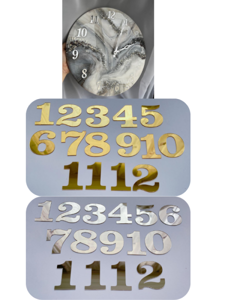 Epoksi Reçine Pleksi Saat Rakamları Seti 4x4 cm