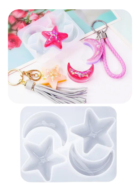 Epoksi Ay Yıldız Anahtarlık Kolye Charm Kalıbı