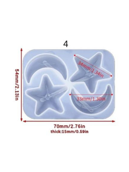 Epoksi Ay Yıldız Anahtarlık Kolye Charm Kalıbı