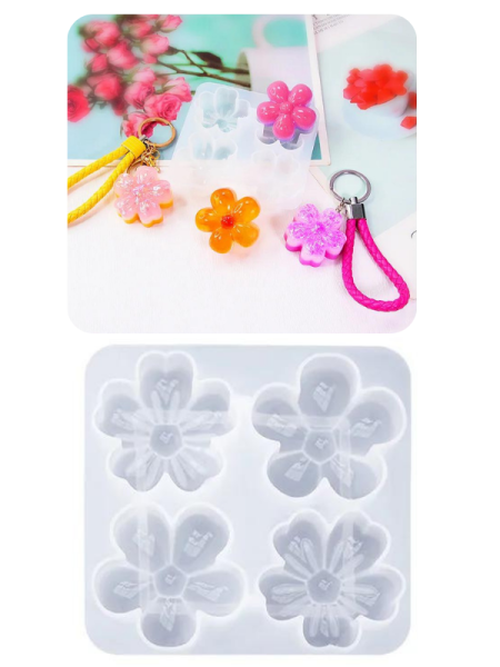 Epoksi Çiçek Anahtarlık Kolye Charm Kalıbı