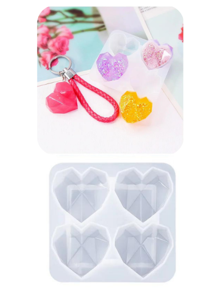 Epoksi Diamond  Kalp  Anahtarlık Kolye Charm Kalıbı