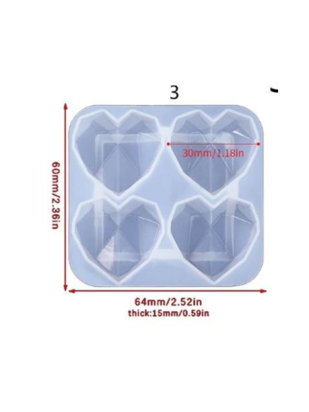 Epoksi Diamond  Kalp  Anahtarlık Kolye Charm Kalıbı