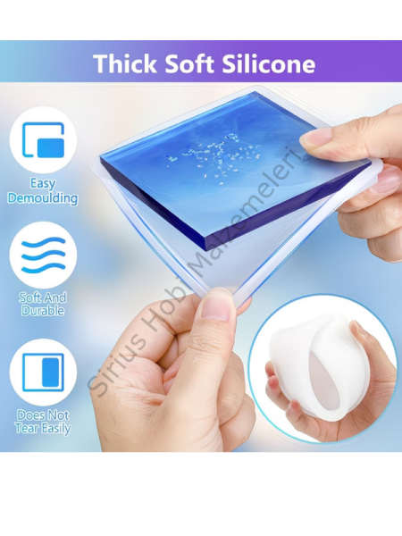 10 cm Epoksi Bardak Altlığı Kalıbı | Kare Daire Sekizgen Silikon Kalıp | 1 Adet