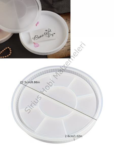 22,5 cm Tırtıklı Epoksi ve Alçı Tepsi Silikon Kalıbı | Yuvarlak Dekoratif Sunum Tepsisi Kalıbı