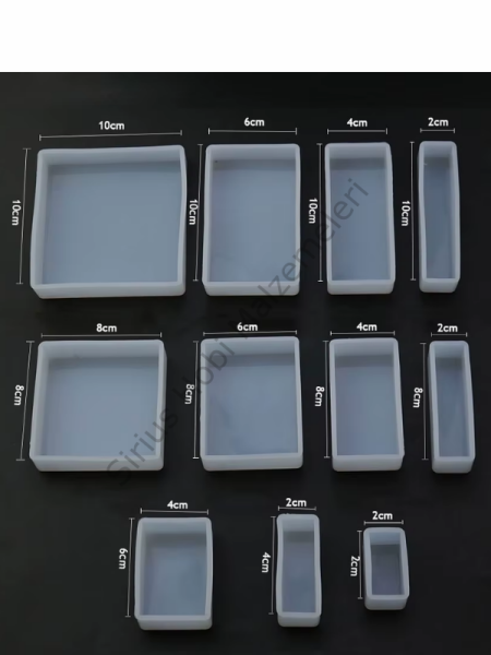 Çok Amaçlı Epoksi Kalıbı Dikdörtgen Silikon Kalıp | 2 cm Derinlikli Farklı Boyut Seçenekleri