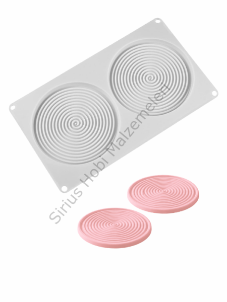 13 cm Spiral Bardak Altlığı Epoksi ve Alçı Silikon Kalıbı | 2’li Yuvarlak Döküm Kalıbı