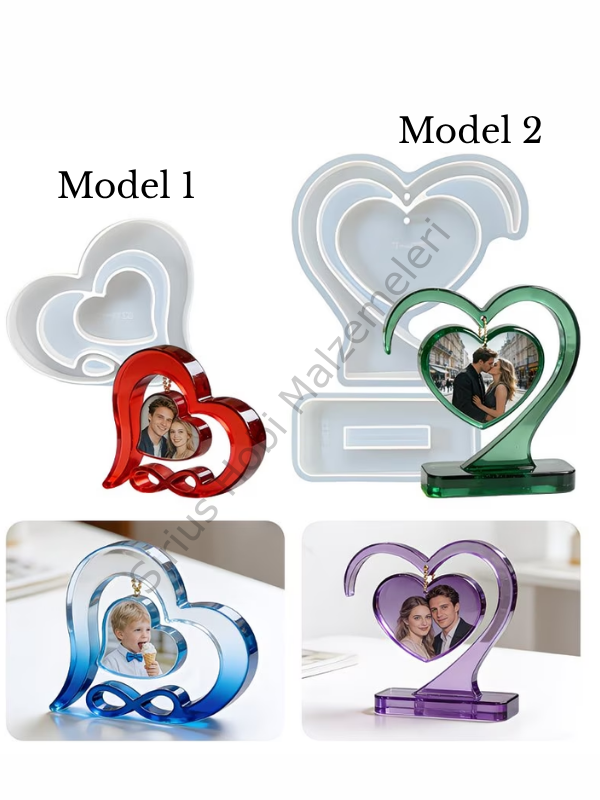 Epoksi Ayaklı Kalp Fotoğraflık Kalıbı | Dekoratif Resim Çerçevesi Silikon Kalıp