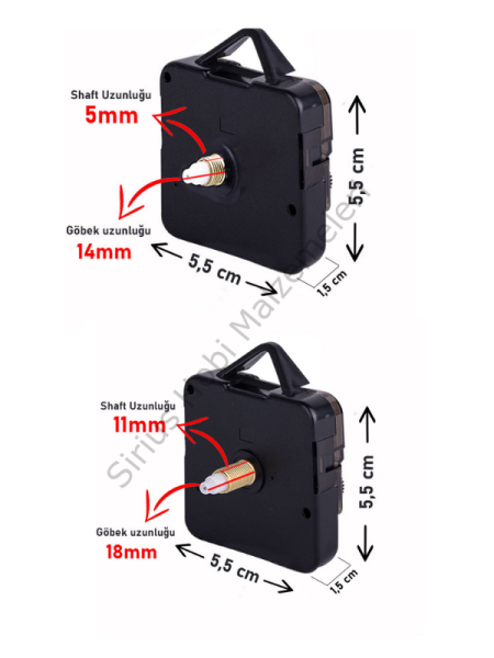 Epoksi Saat Kelebek Pleksi Akrep Yelkovan Mekanizma Seti