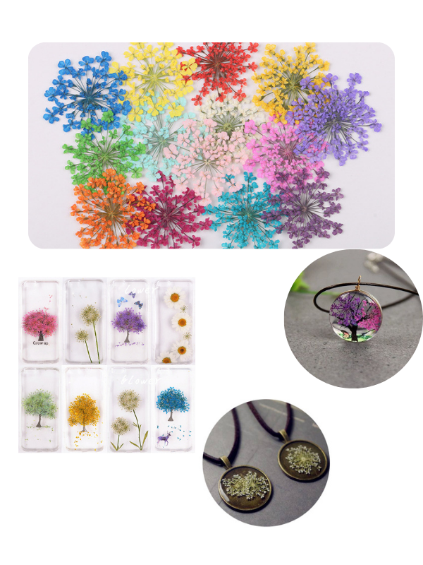 Epoksi Reçine Kurutulmuş Çiçekler 10 adet Karışık Renk