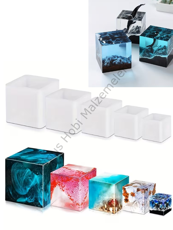 Epoksi Reçine  Küp Silikon Kalıpları 5 li set