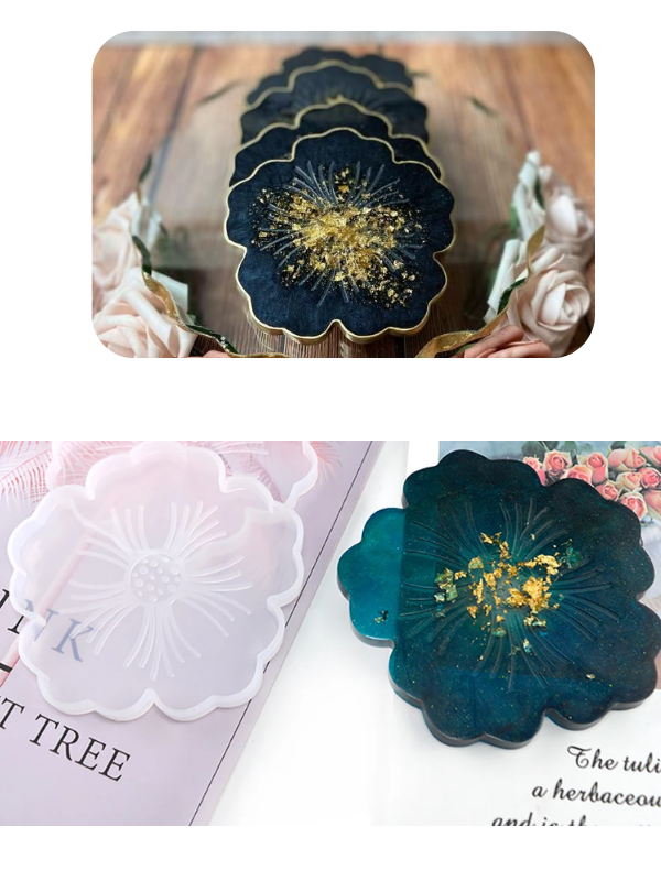 Epoksi Alçı Çiçek Bardak Altlığı Silikon Kalıbı