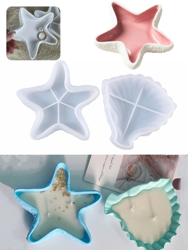 Epoksi Alçı Deniz Yıldızı Midye Mumluk Kase Tabak Silikon Kalıpları