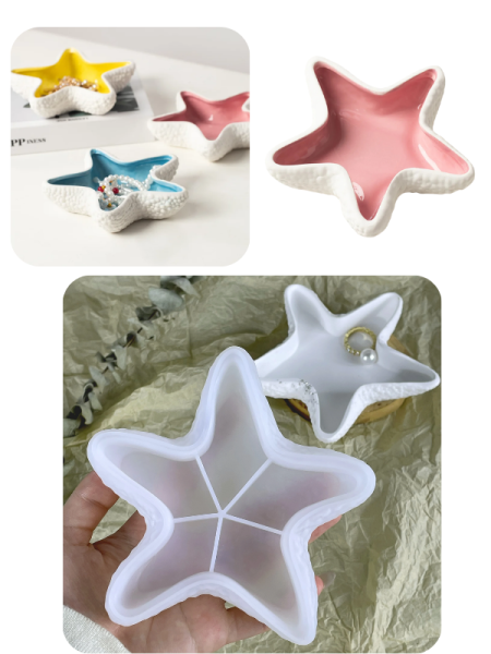 Epoksi Alçı Deniz Yıldızı Midye Mumluk Kase Tabak Silikon Kalıpları