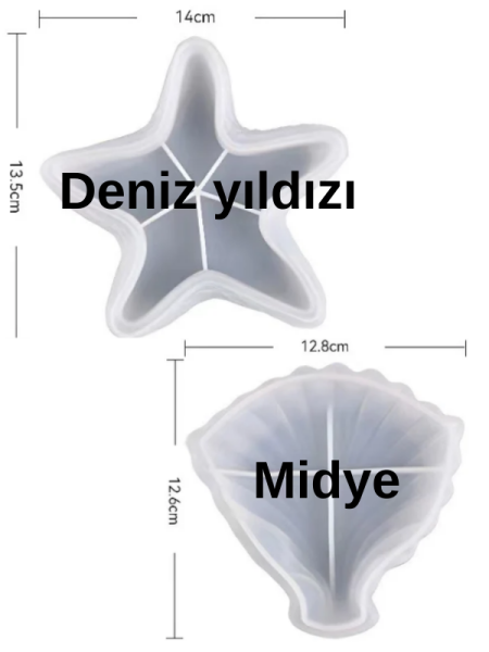 Epoksi Alçı Deniz Yıldızı Midye Mumluk Kase Tabak Silikon Kalıpları