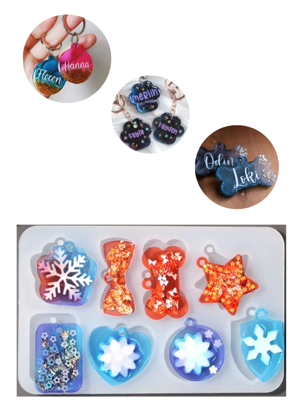 Epoksi Pet İsimlik & Anahtarlık Silikon Kalıbı – Kedi/Köpek Etiketi (13.4×8.8 cm)