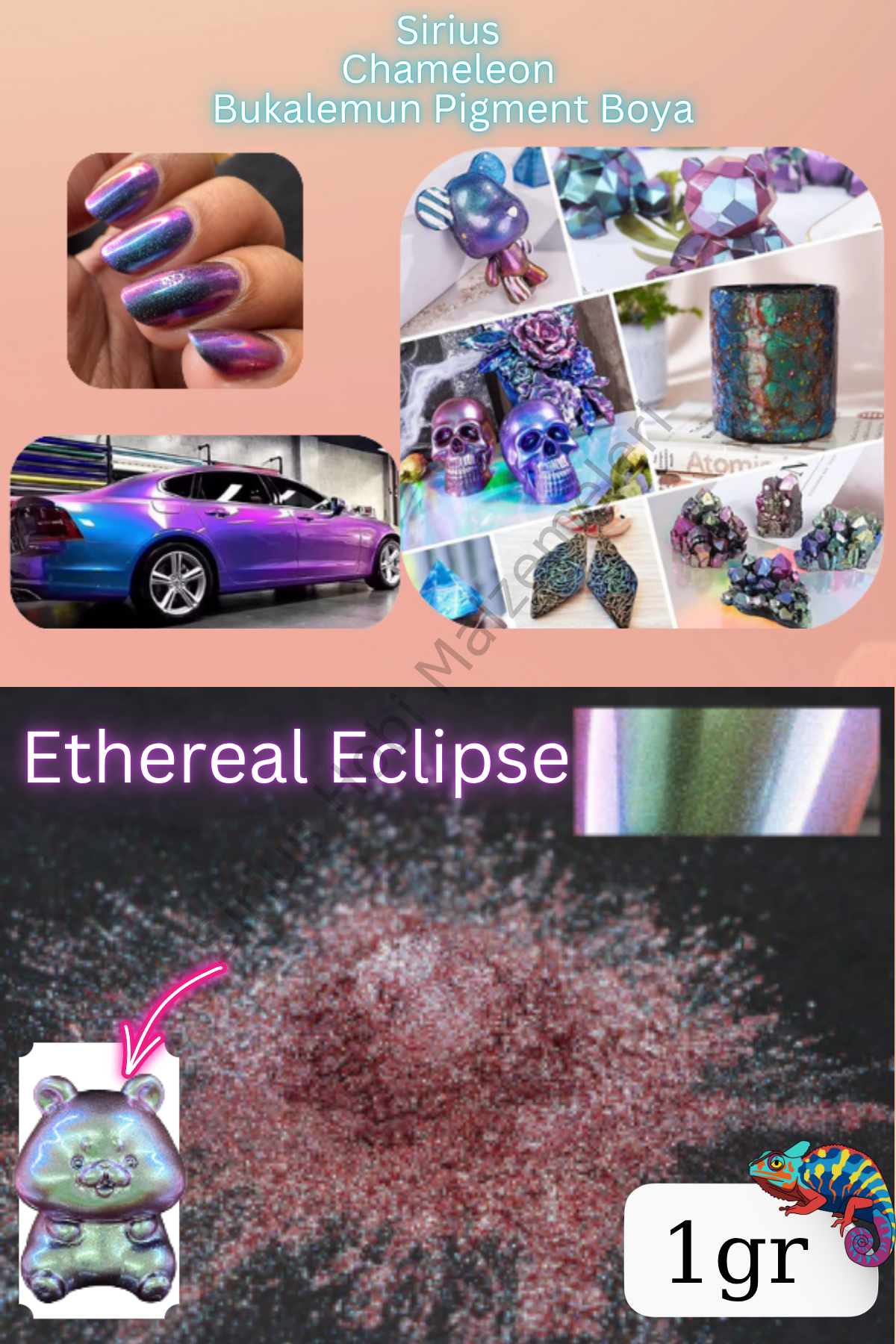 Chameleon Bukalemun Pigment Toz Boya Etheral Eclipse – 1 gr | Epoksi Uyumlu Renk Geçişli Efekt