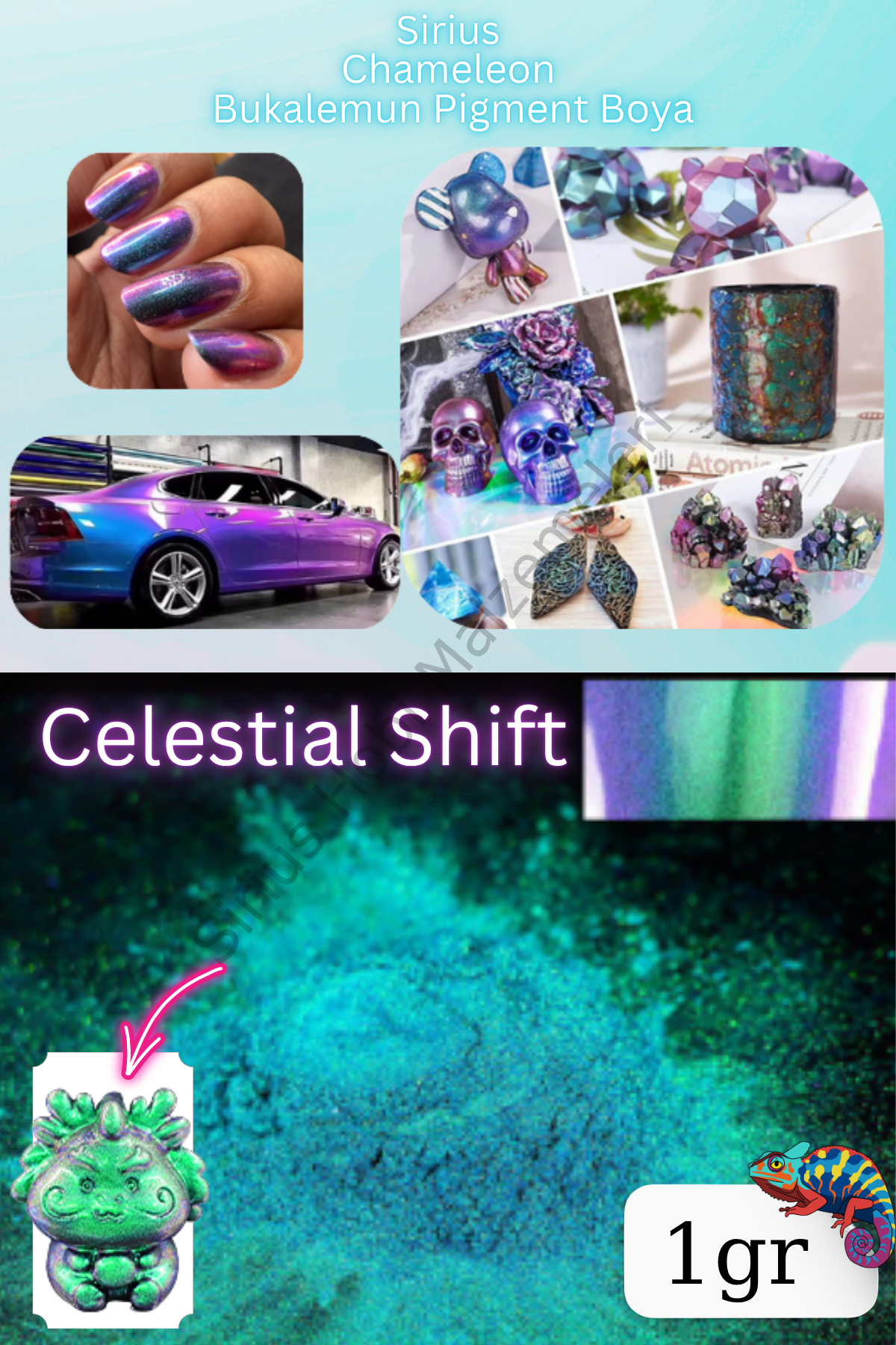 Chameleon Bukalemun Pigment Toz Boya Celestial Shift – 1 gr | Epoksi Uyumlu Renk Geçişli Efekt
