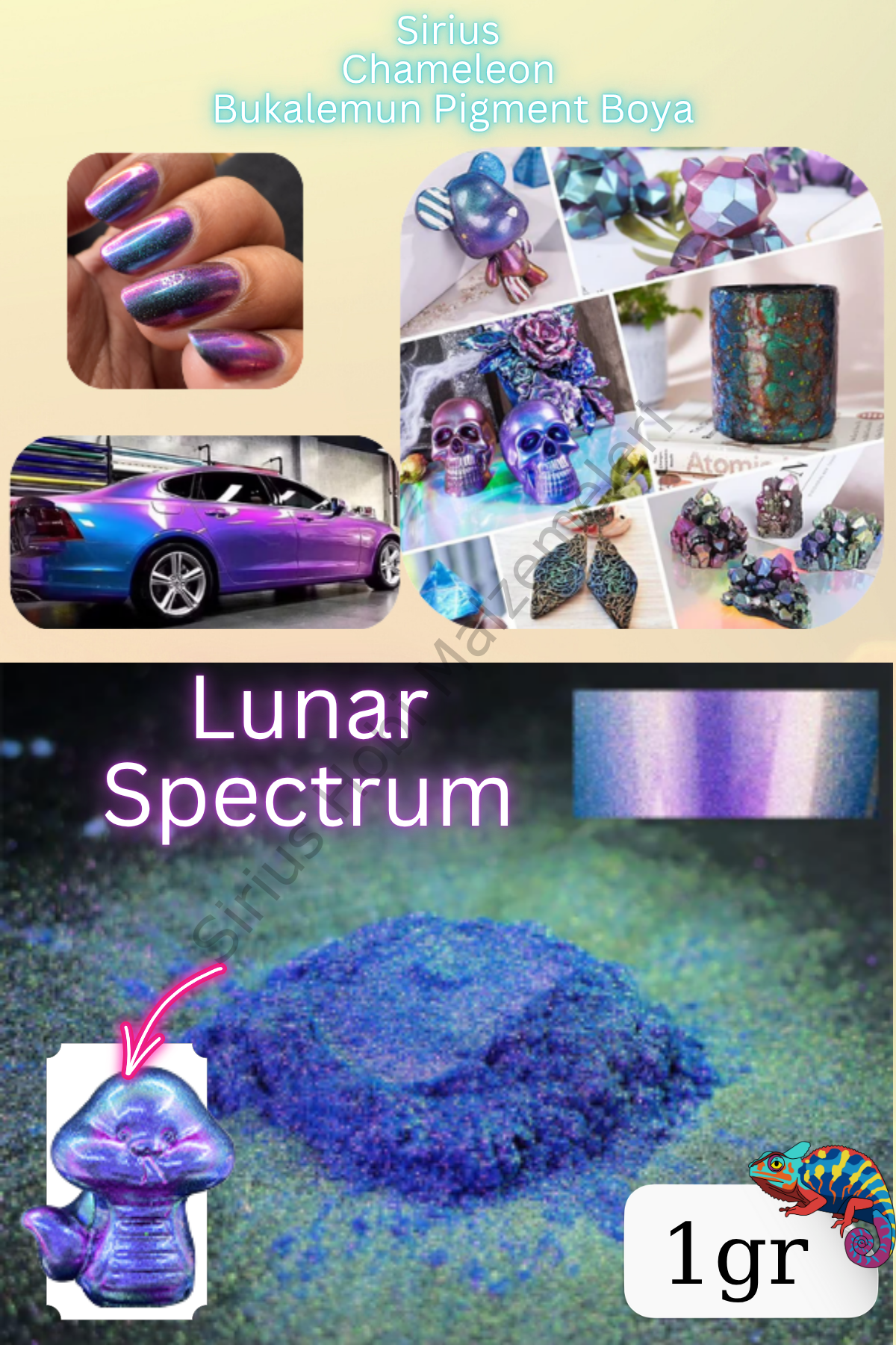 Chameleon Bukalemun Pigment Toz Boya Lunar Spectrum – 1 gr | Epoksi Uyumlu Renk Geçişli Efekt