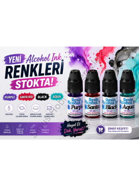 Epoksi Reçine Alcohol İnk Alkollü Mürekkep 10 ml -UV Reçine Uyumludur