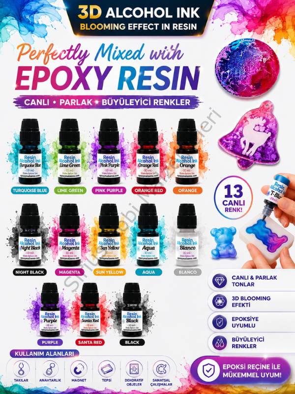 Epoksi Reçine Alcohol İnk Alkollü Mürekkep 10 ml -UV Reçine Uyumludur