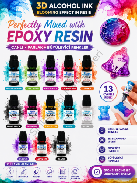 Epoksi Reçine Alcohol İnk Alkollü Mürekkep 10 ml -UV Reçine Uyumludur