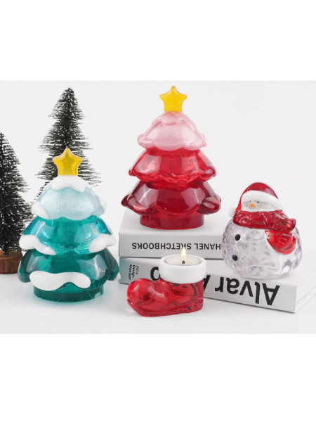 Epoksi Alçı Noel Ağacı Mumluk Kutu Silikon Kalıbı
