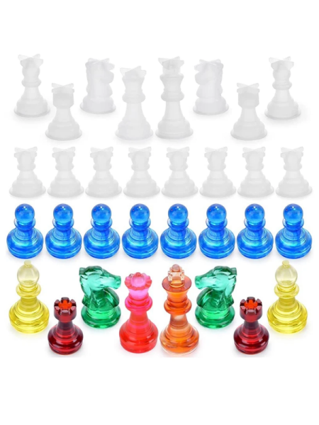 Epoksi Reçine Satranç Taşları ve Tahtası Silikon Kalıbı Seti 17 Parça