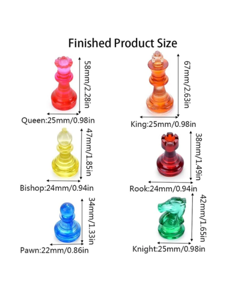 Epoksi Reçine Satranç Taşları ve Tahtası Silikon Kalıbı Seti 17 Parça