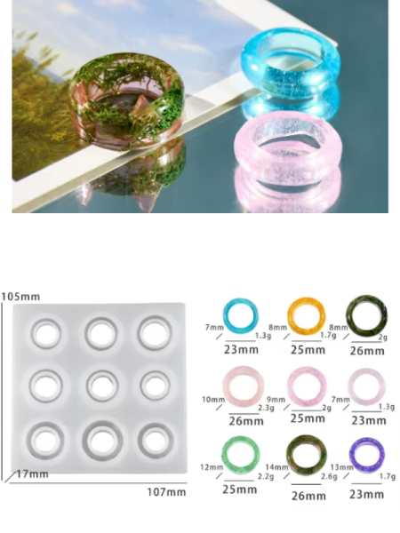 Epoksi Reçine Çoklu Yüzük Silikon Kalıbı