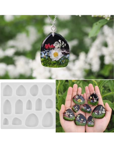 Epoksi Reçine Tasarım Geode Kolye Silikon Kalıbı