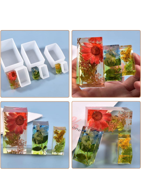 Epoksi Reçine Farklı Boyutlarda Dikdörtgen Derin Tasarım Silikon Kalıpları