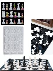 Epoksi Puzzle Satranç Kalıbı Seti