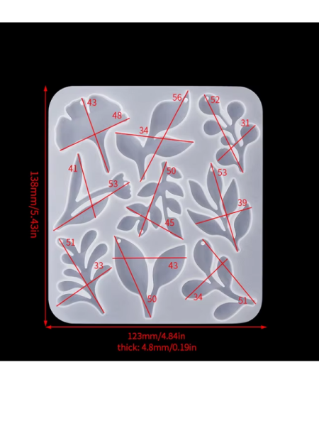 Epoksi Reçine Kolye Küpe Ağaç Yaprak Kartaneleri Silikon Kalıbı